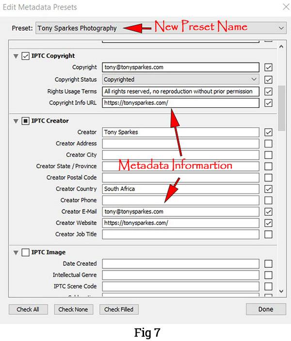 Lightroom Workflow - Metadata Screen