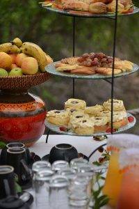 Hoyo Hoyo safari Lodge Afternoon tea stand with cakes