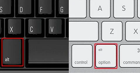 Alt or Option Keys highlighted with red square
