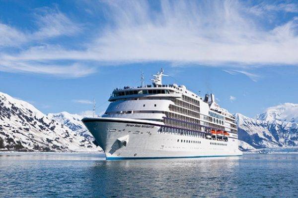 Alaska cruise ship in a fjord